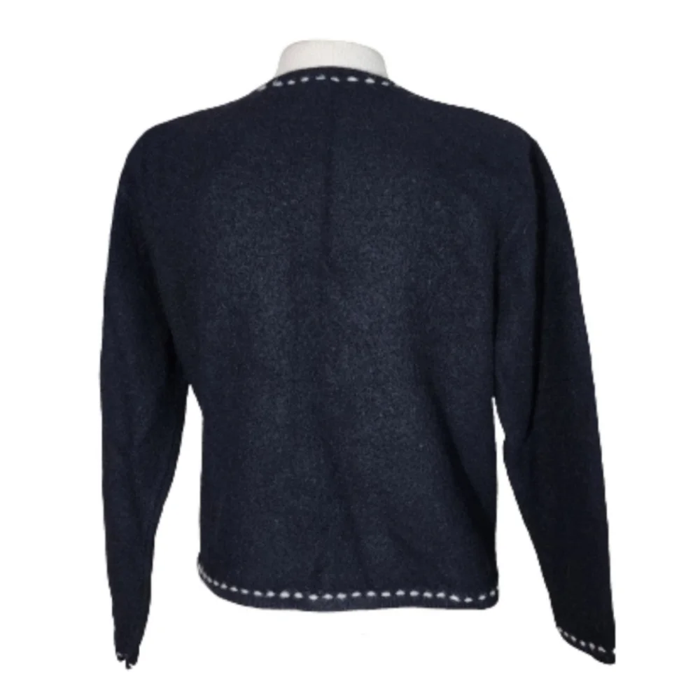 Karen Scott 100% Wool Cardigan Black Size L - Picture 15 of 17